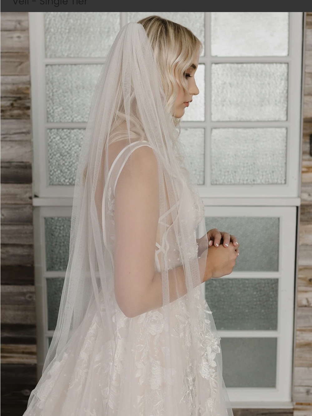 Ivory Sheer Bridal Veil – Raw edge Italian tulle veil - Single Tier